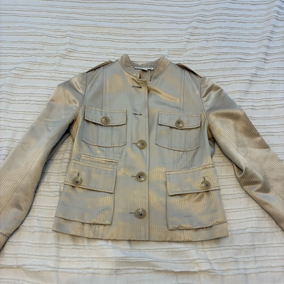 Banana Republic cotton/silk blend Gold Women's Jacket. Gorgeous! Size 2P - Picture 11 of 16